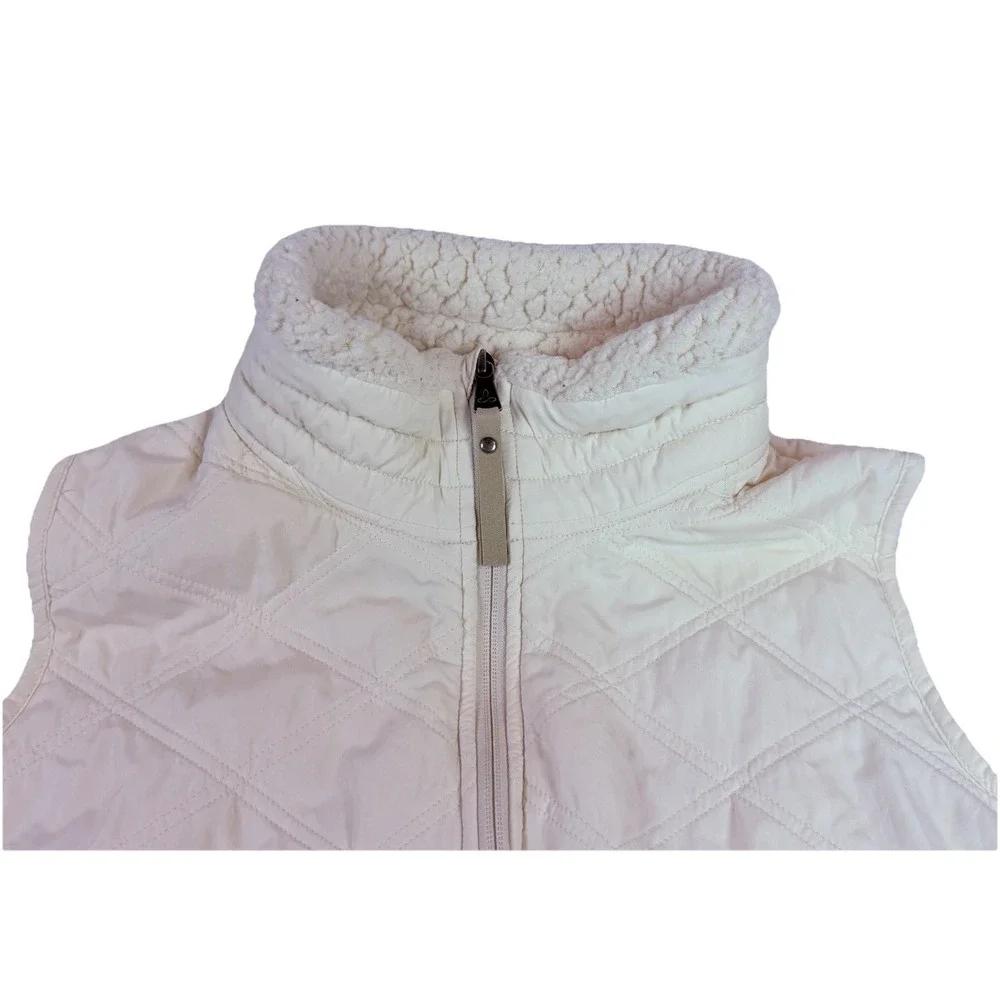 prAna Sherpa Lined Vest M‎ Cream Quilted Cozy Outdoor Hiking Casual